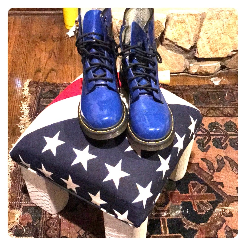 Blue Dr Martens Patent leather size 9US